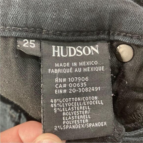 Hudson Black High Rise Stretch Raw Hem Edge Skinny Jeans Size 25 - Picture 5 of 8
